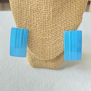 Bright Turquoise Rectangle Diagonal Strip Earrings